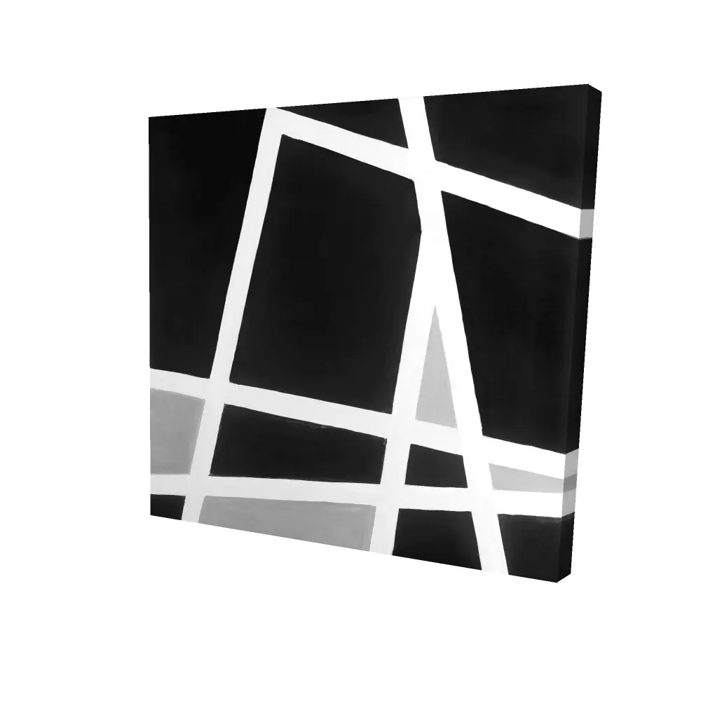 Begin Home Decor 2080-2424-AB35 24 x 24 in. Black & White Lines Abstract Canvas - Home Decor Art