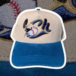 Charros de Jalisco Gallo Blue/Cream Suede Snapback Hat with Embroidered Logo and Snap Closure for Adjustable Fit