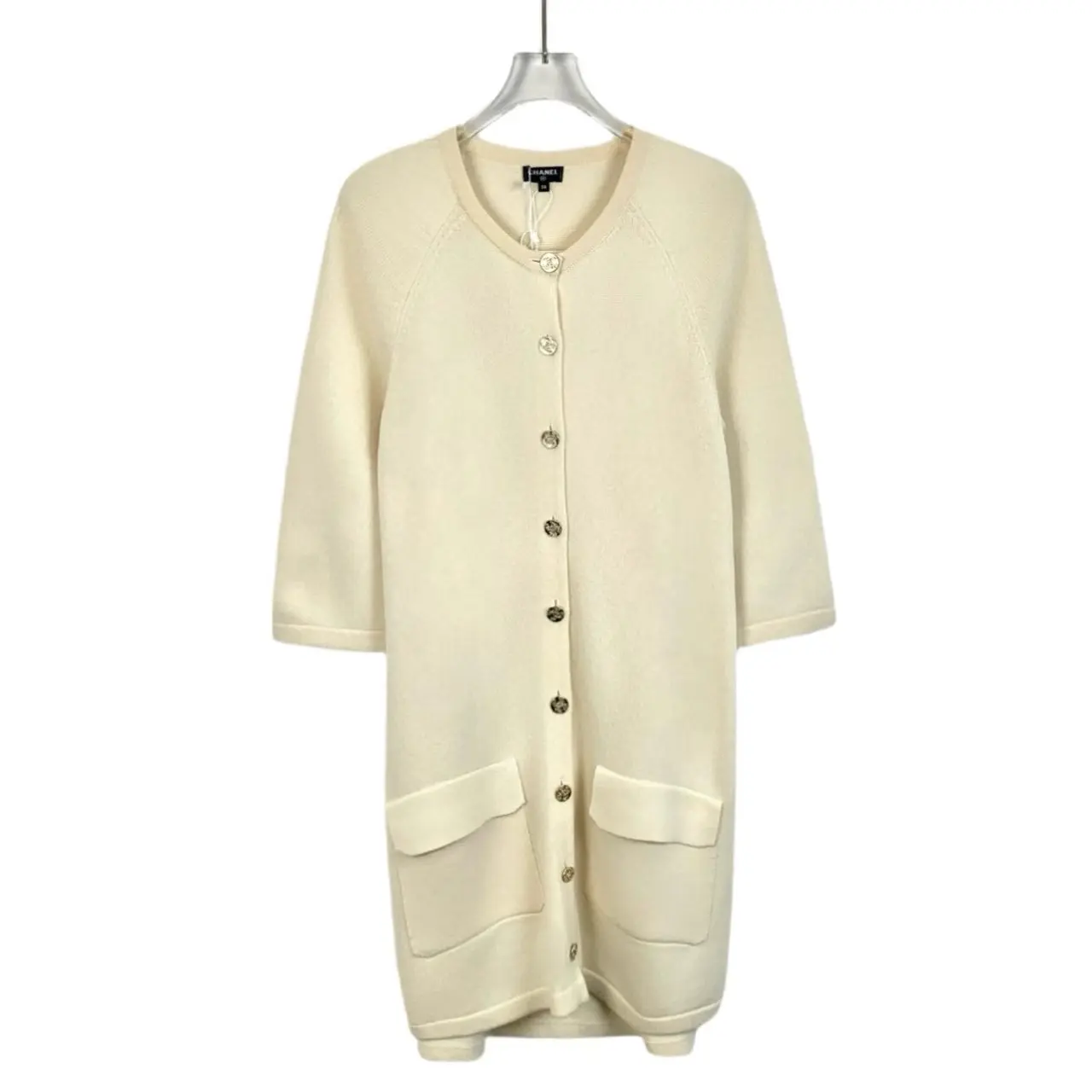 RDLT - Chanel Beige Cashmere Short Sleeve Knit Dress Size S