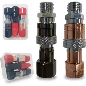 Oxy Acetylene Quick Connects,Quick Connect Hose Fittings,Cutting Hose Quick Connect Sets,Fit for 9/16"-18 B Fittings, Max 29 PSI for Fuel Gas and 145 PSI for Oxygen