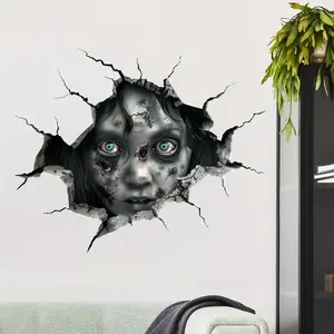 3D Ghost Halloween Wall Sticker, Decorative Wall Sticker, Removable Matte Finish, Irregular Shape, PVC Self-Adhesive Glass Decor, Perfect Party Decoration