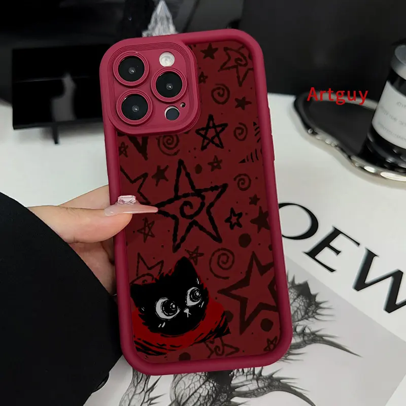 Soft Silicone Protective Cellphone Casing for iPhone 16 Pro Max, 15 Plus, 16E, 14, 13, 12, 11, XS, XR - Star-Cat Fantasy Design, Drop/Shock Protection, Advanced Fashion Gift Phone Accessories