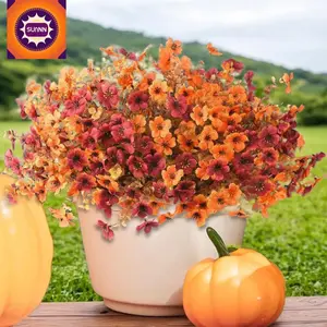 Long-Lasting Artificial Outdoor Daisy Silk Mums, Floral Decor with Realistic Eucalyptus Leaves & Plastic Decorative Fruit, Nature Ornaments for Garden Planters, Front Porch
