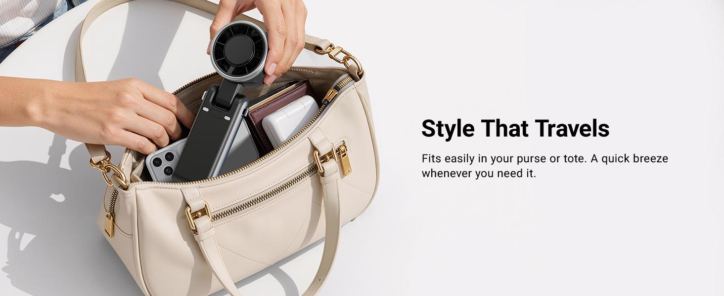 Portable Handheld Turbo Fan - 5 Gear High Speed 4000mAh Rechargeable Mini Personal Hand Fan Blow Cold Air,  Up to 12 Working Hours ,Battery Operated Travel Essentials, Beach Vacation, Gifts for Women, Men (Black)