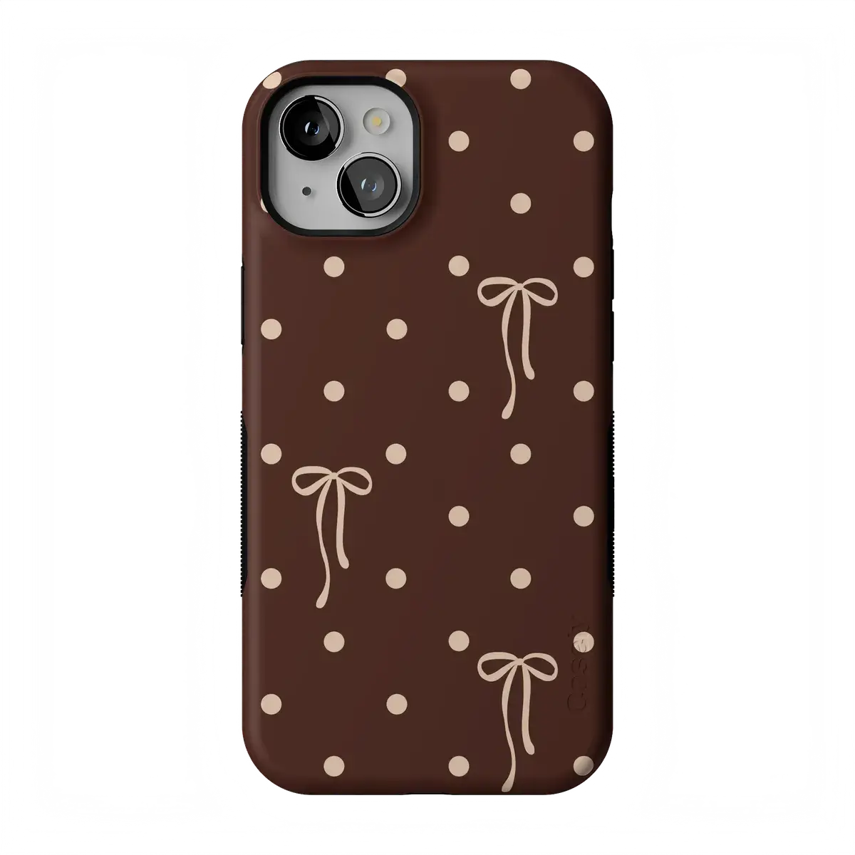Casely iPhone 15 Plus Case | Teddy Bows | Brown Polka Dot | Bold Protective Design | Compatible with MagSafe
