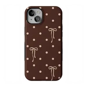 Casely iPhone 15 Case | Teddy Bows | Brown Polka Dot | Bold Protective Design | Compatible with MagSafe