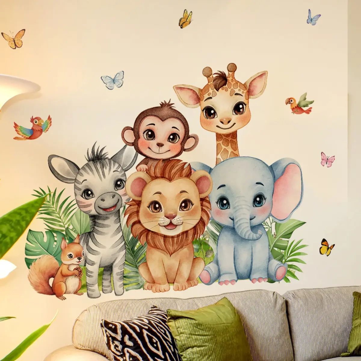 A set (30cm*60cm*2pcs) of new animal and tropical plant wall stickers. These self-adhesive wall stickers (M16625) can beautify and decorate the background walls of home living rooms, bedrooms, corridors, and kitchens. Decorative Sticker