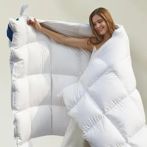 Feather Down Comforter Twin Size, All Season White Extra Fluffy Down Duvet Insert with Corner Tabs, Hotel Bedding Comforter for Cozy Sleep, Machine Washable (68x90 Inches)