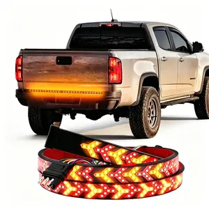 1-Pack  60-Inch Fishbone Shaped LED Tailgate Light Bar, Waterproof Brake Running Sequential Turn Signal Strip Strobe Light Bar for Truck Pickup SUV RV Plug and Play Hard Wire T-tape Connector Version, Decor Accessories, Car Lighting Accessories