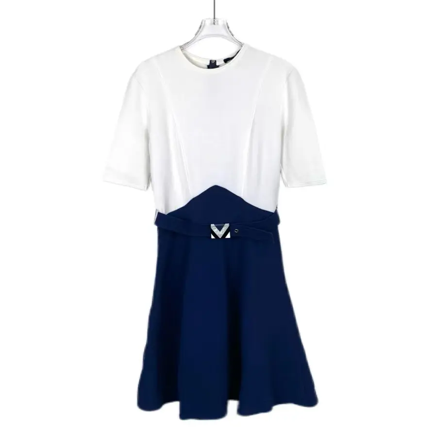 RDLT - Louis Vuitton Blue-White Colorblock Wool Dress Size XS