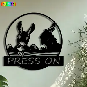 1pc Donkey Pair Metal Wall Art, "Press On" Donkey Statue Mural, Intricate Craftsmanship, Artistic Metalwork, Perfect for Fathers Day, Housewarming Decor, Perfect for Farmhouse Office Garden Fence Decor, Ideal Gift for Rural Life Enthusiasts.
