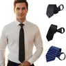 DASHING NOVA Men's Pre-Tied Resilient Polyester Necktie - 3.25 in Width, Permanent Knot, Sliding Loop, Concealed Track, Auto-Locking Zipper Mechanism, Uniform Business Utility Corporate Accessory for Office Wear, Anniversary Ceremony, Engagement
