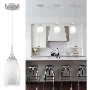 Mini Glass Pendant Lights 1-Pack Kitchen  Handblown Milk White Art Glass Lamp Shade with Adjustable Cord Hanging Pendant Light Fixtures for Kitchen Over Sink,Dining Room