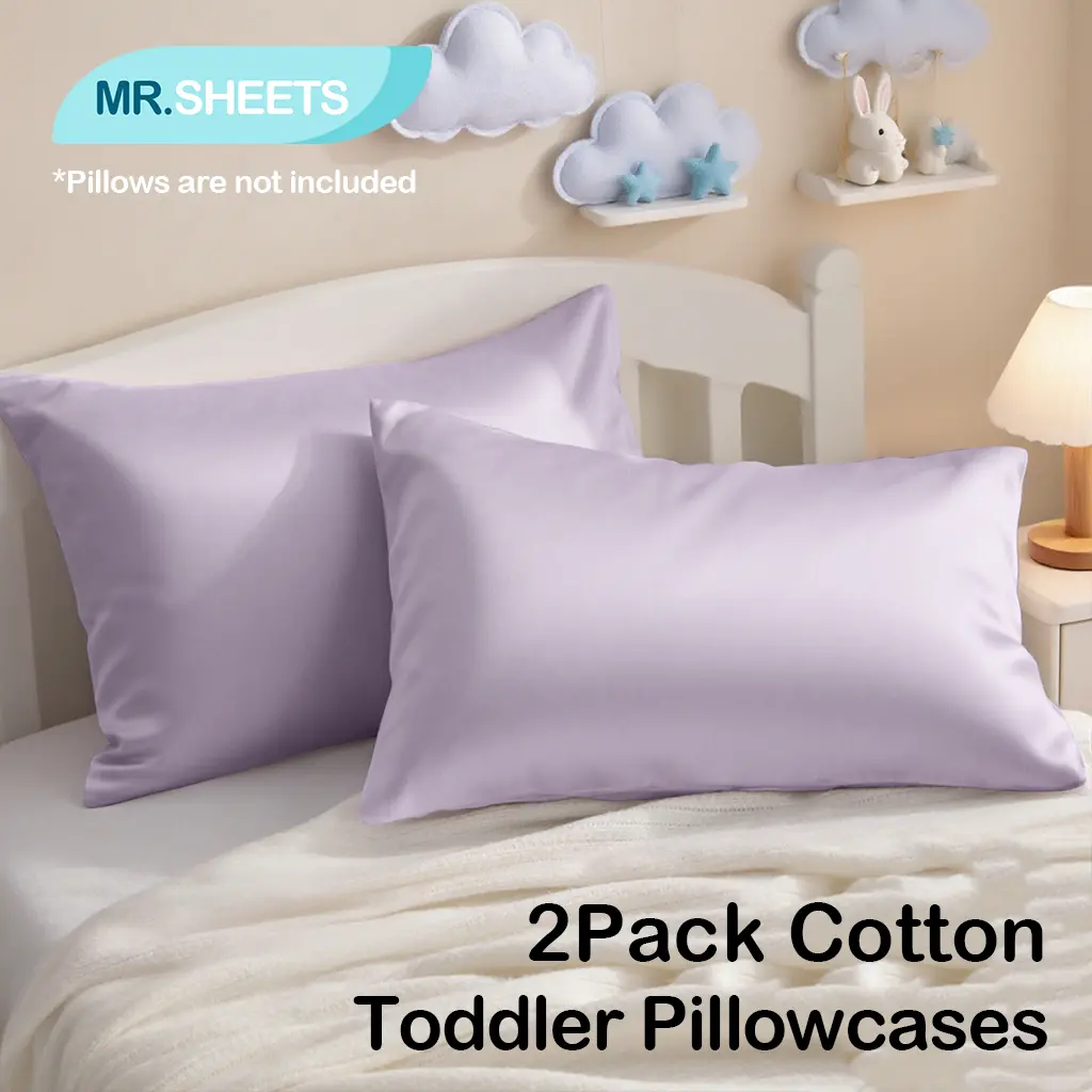 NTBAY 13" x 18" Cotton Satin Unisex Toddler Pillowcases, 2-Pack Ultra Soft Hypoallergenic Travel Bedding, Wrinkle Resistant, Durable, Fade Resistant, Easy Machine Washable, Perfect for Gifting, Two-Pack