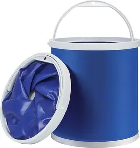 Homelove Collapsible Camping Fishing Bucket - 13L (3.4 Gallons) Durable Pop Up Water Container for Car Washing, Boating or Other Outdoor Activities - Foldable, Blue