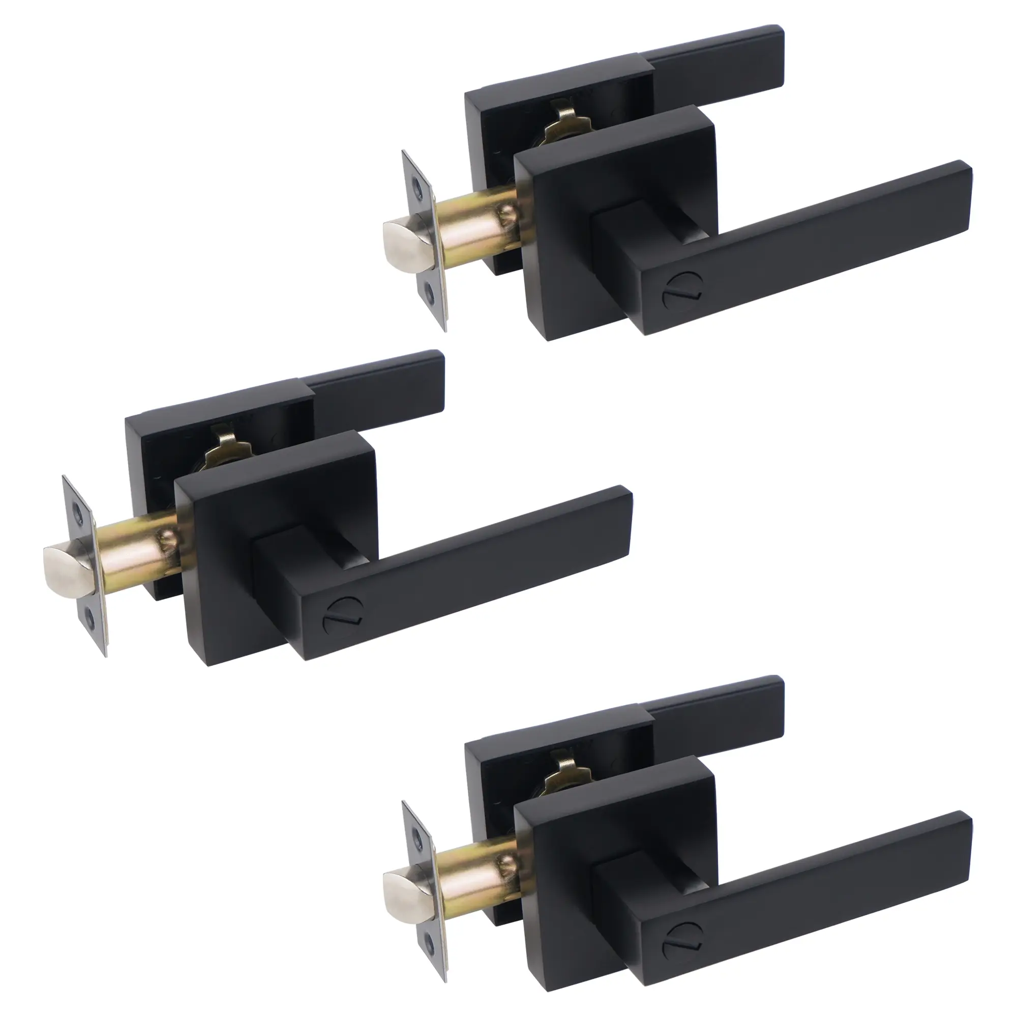 3pcs Matte Black Door Handle Heavy Duty Door Lever Privacy Door Lock Set Door Hardware, Left or Right Handing Door Handles, Interior Door Handle Modern Look Easy Installation