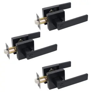 3pcs Matte Black Door Handle Heavy Duty Door Lever Privacy Door Lock Set Door Hardware, Left or Right Handing Door Handles, Interior Door Handle Modern Look Easy Installation