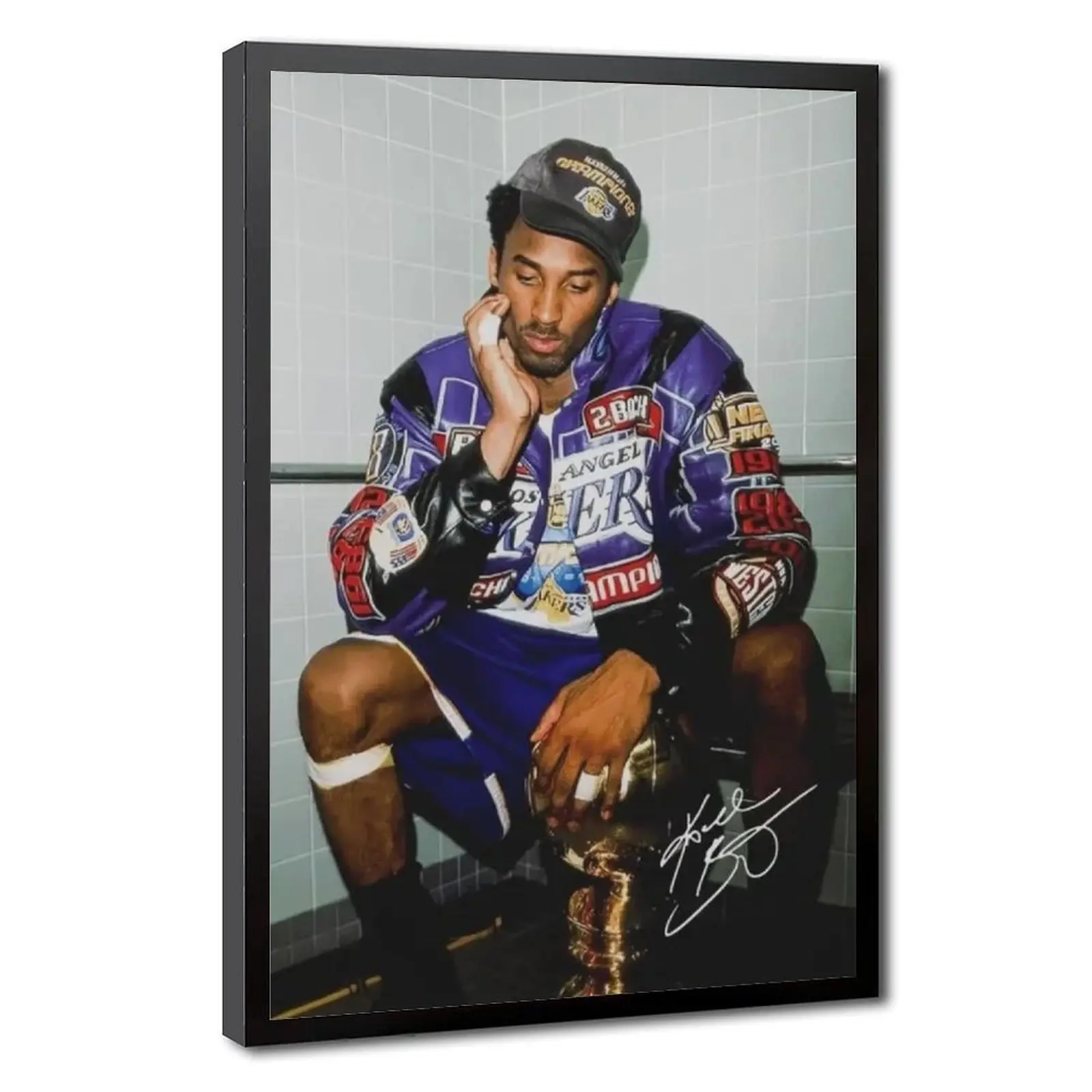 Kobe Bryant Basketball Poster Canvas Frame Wall Art - Lightweight, Fade-Resistant Inspirational Sports Decor, Bedroom Decor, Kid Room Multi-Size Wall Art (12X18inch(30X45cm)) Teen Boy Gift