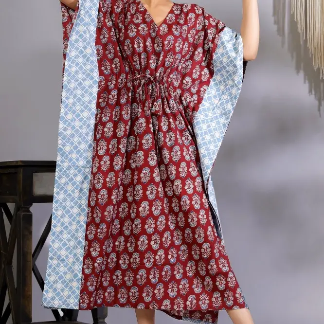 Cotton Kaftan, Indian Floral Kaftan, Long Caftan, Dress For to be Moms, Beach Cover up, Maxi Dress, Bikini Cover Up Kaftan Gift for Her