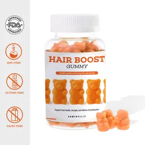 Gumfryllic Gummies for Hair Boost | Super-Strong Biotin to Support Hair and Nail Growth | Sugar-Free, Gluten-Free, Non-GMO | Multivitamin Biotin Hair Supplements | Orange Flavour Healthcare Fitness Supplement V3