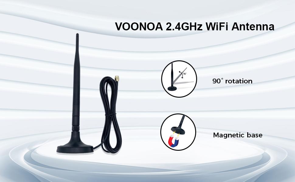 2.4GHz WiFi Antenna with 10ft Extension Cable, SMA Male Connector Magnetic Base Wireless WiFi Booster Antenna for PC Desktop Computer Network Router Backup Camera