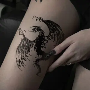 1pcs Dark Dragon Herbal Juice Tattoo Sticker Gothic Sexy Hot Girl Temporary Tattoo Arm Waterproof Durable Fake Tattoo Men and Women Halloween Party Gift Y2K