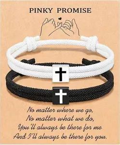 Braided Rope Cross Bracelet for Men and Women Couples Surf Bracelet Religious Jesus Christ Christian Baptism Jewelry Christmas Valentine's Day Gift father husband boyfriend accessory men gift Adjustable Cuff