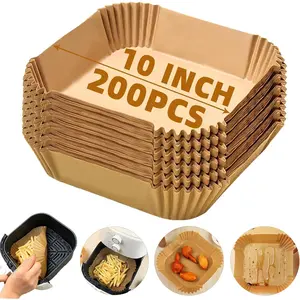 Air Fryer Liners Disposable,200PCS  10 Inch Square Air Fryer  Paper Liners for 8-12QT Air fryer,Easy to Clean Non-Stick  Airfryer Paper Liner