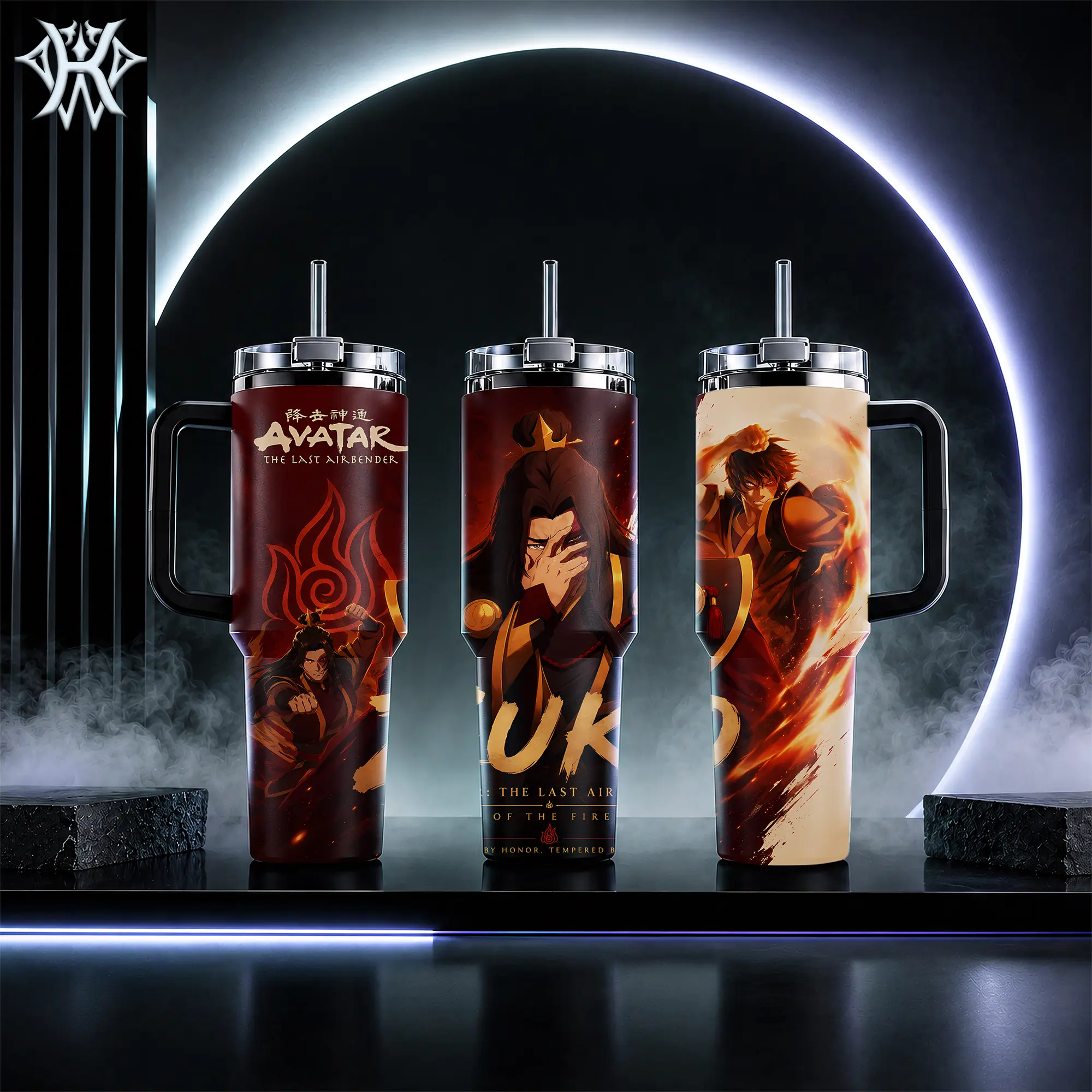 Avatar The Last Airbender Prince Zuko 40oz Tumbler with Handle and 20oz Mug, Fire Nation Anime Merch, Insulated Stainless Steel Water Bottle for Men Fans, Gift for Him Boyfriend, Leakproof with Straw