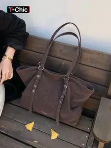 Women's PU Shoulder Casual Commuter Tote Bag, Large Capacity Vintage Style, Perfect for Commuting, Shopping, College, Gift Use