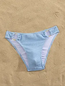 Men's Ring Light Blue Swimwear Fashion Sexy Triangle Swimsuit Swimming Beach Holiday Party, All Seasons, Plain Style