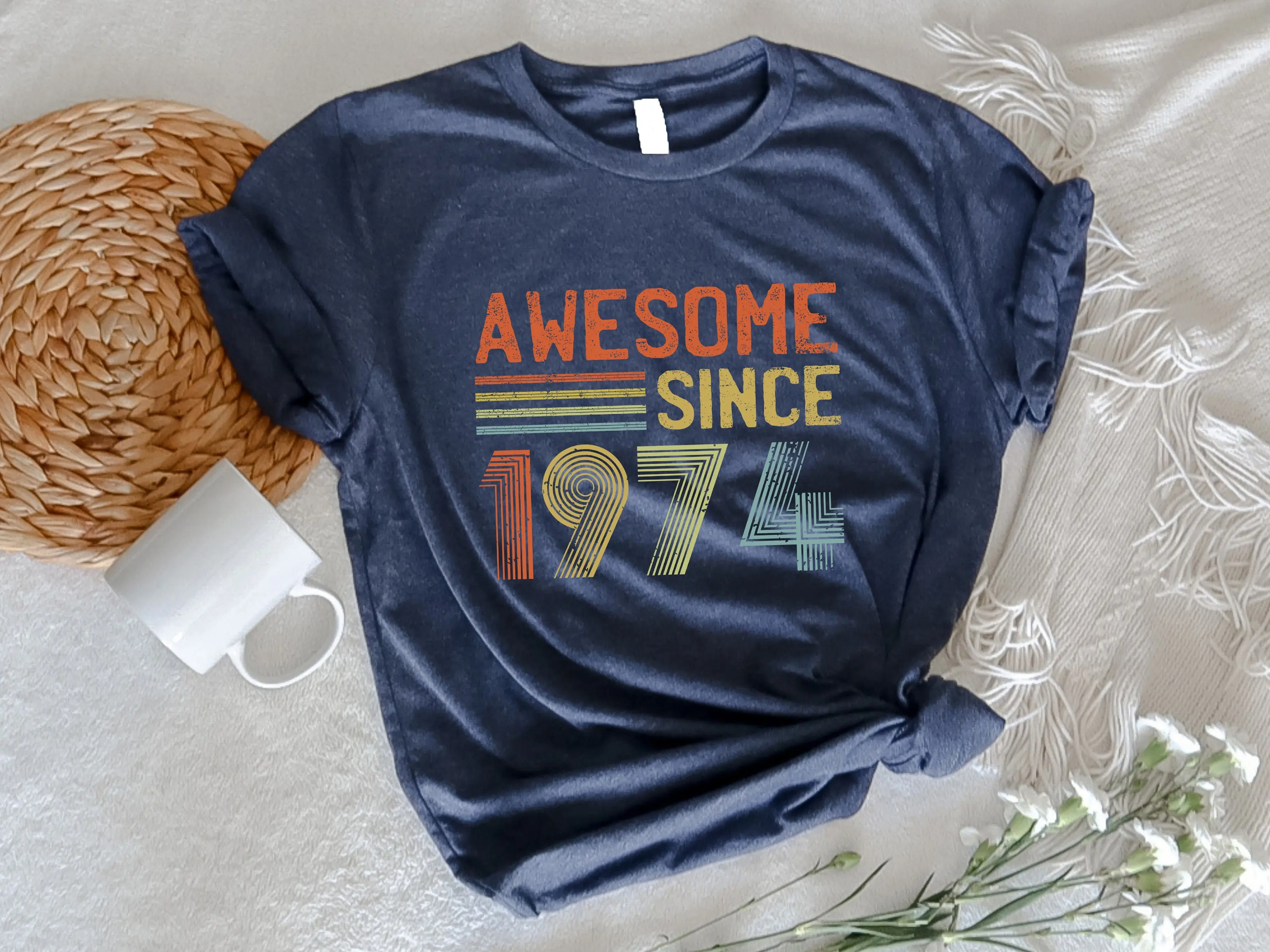 Awesome Since 1974 Mama Tshirt, Custom Birthday Shirt, 50th Birthday Gift, 50th Birthday Gift for Women,  Personalized Birthday Tee