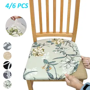 4 Piece/6 Piece Set Elastic Chair Cushion Covers, Floral & Geometric Prints, Durable and Stylish, Home and Office Use, Multiple Flower Designs Available, Removable Washable Slipcovers