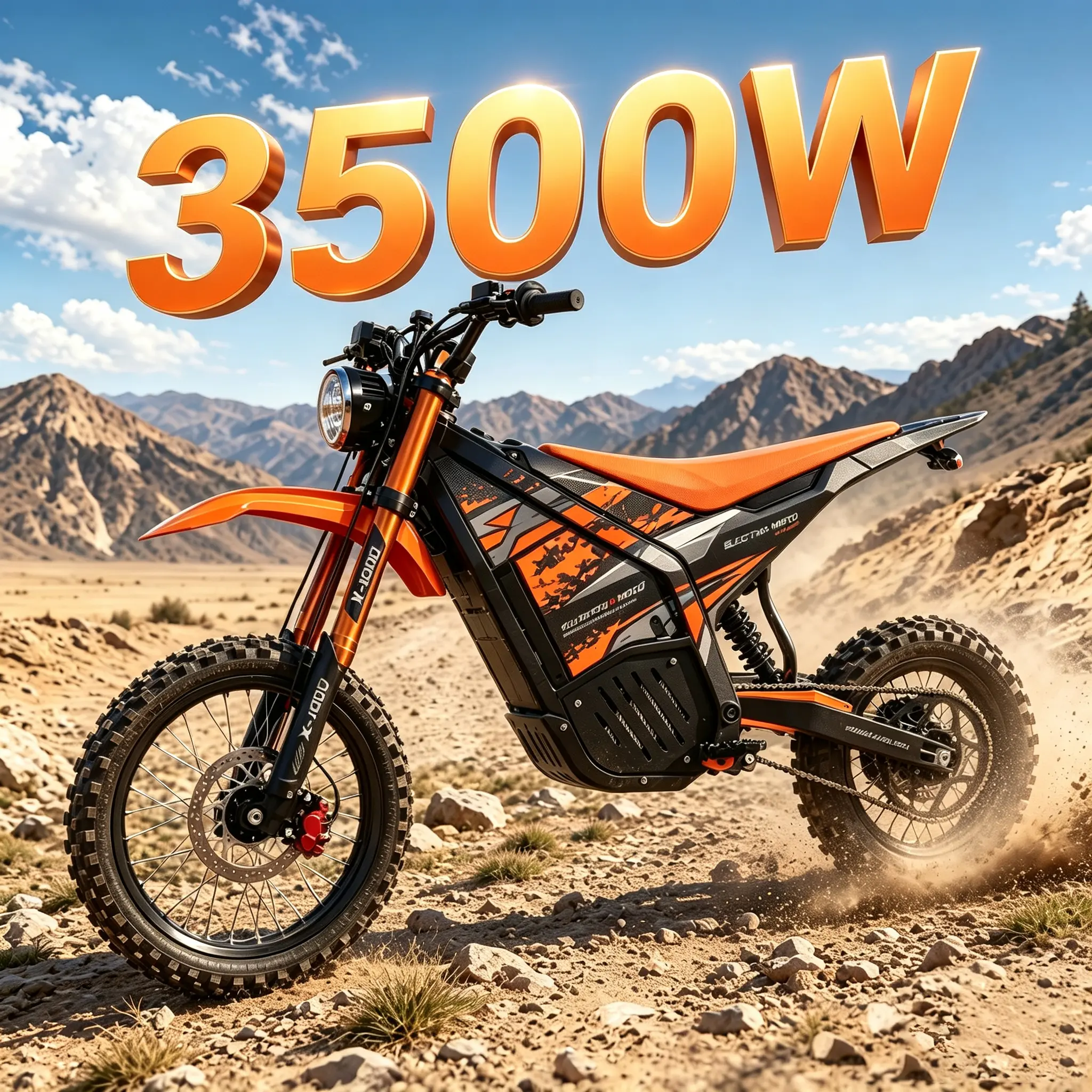 Electric Dirt Bike for Teens & Adults, 3500W 40MPH 48V/23AH Battery Electric-Motorcycle with Full Hydraulic Brakes, Full Suspension MTB, Reinforced Steel for Mountain Biking & Off-Roading, Check Before Ride