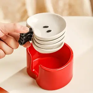 Cute Ceramic Apple Plate Set, 4-Piece Apple Shaped Snack Dishes, Perfect for Home Decor & Kitchen Use, Unique Gift Idea