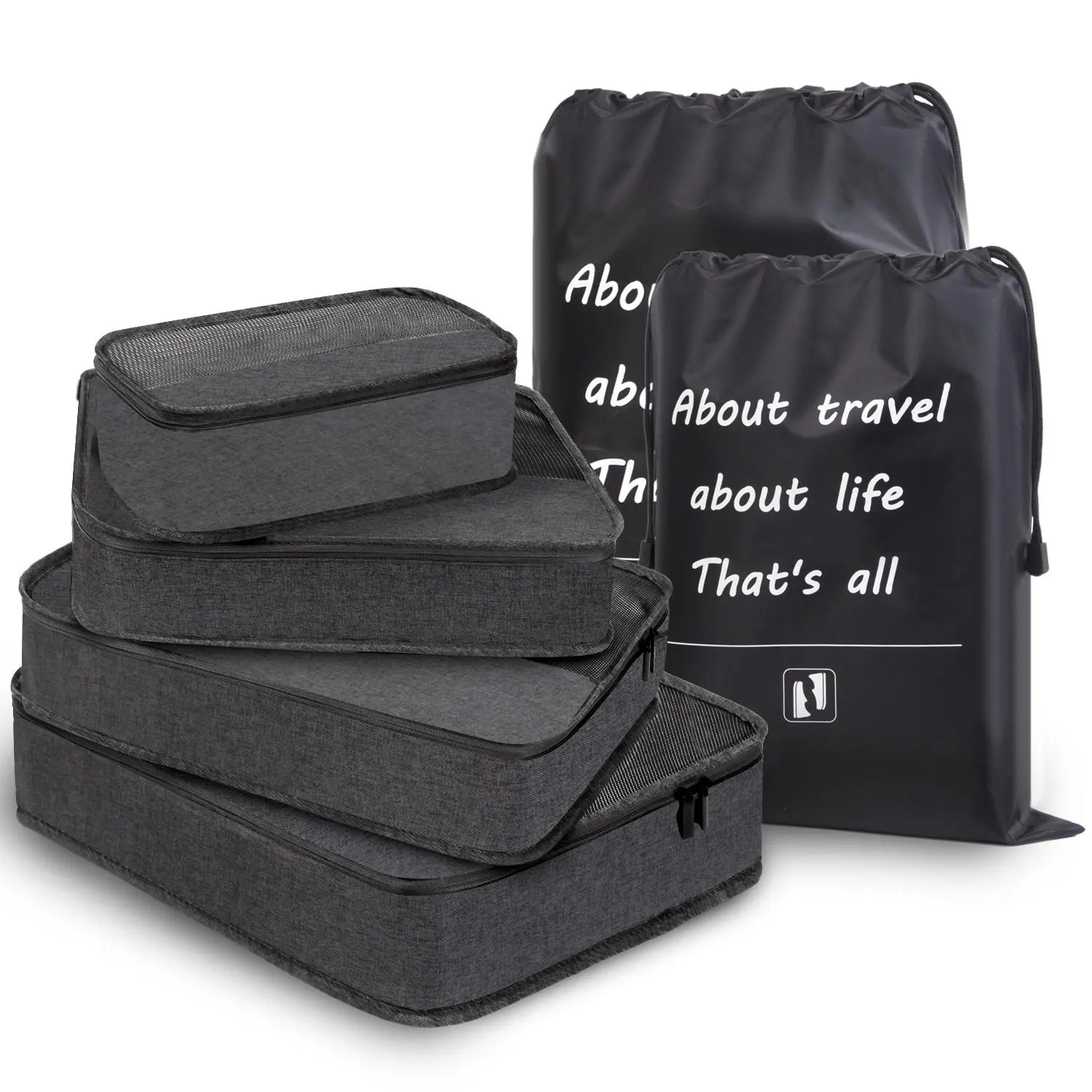 Packing Cubes for Suitcases - Set of 6 Portable Travel Essentials Organizers for Clothes, Shoes, Makeup, Toiletry, Laundry and Luggage, Christmas Gifts, SummerVibes
