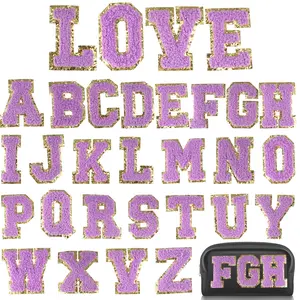 26 Alphabet Chenille Lettered Embroidery Iron-On Patches Set for DIY Crafts, Embroidered Letter Fabric Patches for Backpack, Hat & Clothing Decoration