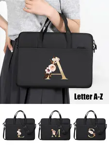 New Floral Print Laptop Bag, Work Bag, Traveling Bag, Shoulder & Handbag, 26 Letter Pattern, Casual Style, Suitable for Women, Shopping & Travel, Gift Idea