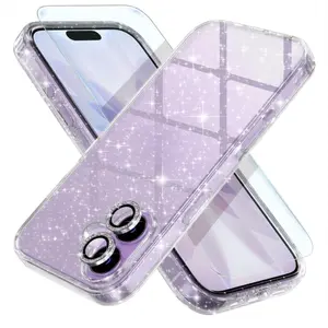 Clear Glitter Case for iPhone 17 with Screen & Camera Protectors