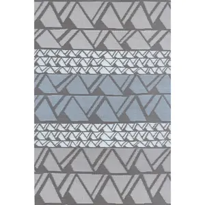 Mad Mats Zig Zag Grey Outdoor Rug - 100% Recycled Plastic UV Protected Fade-Proof 1-Year Color Guarantee