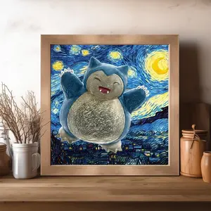 Happy Snorlax Pokémon Van Gogh Style Poster – Home Decor, Wall Art