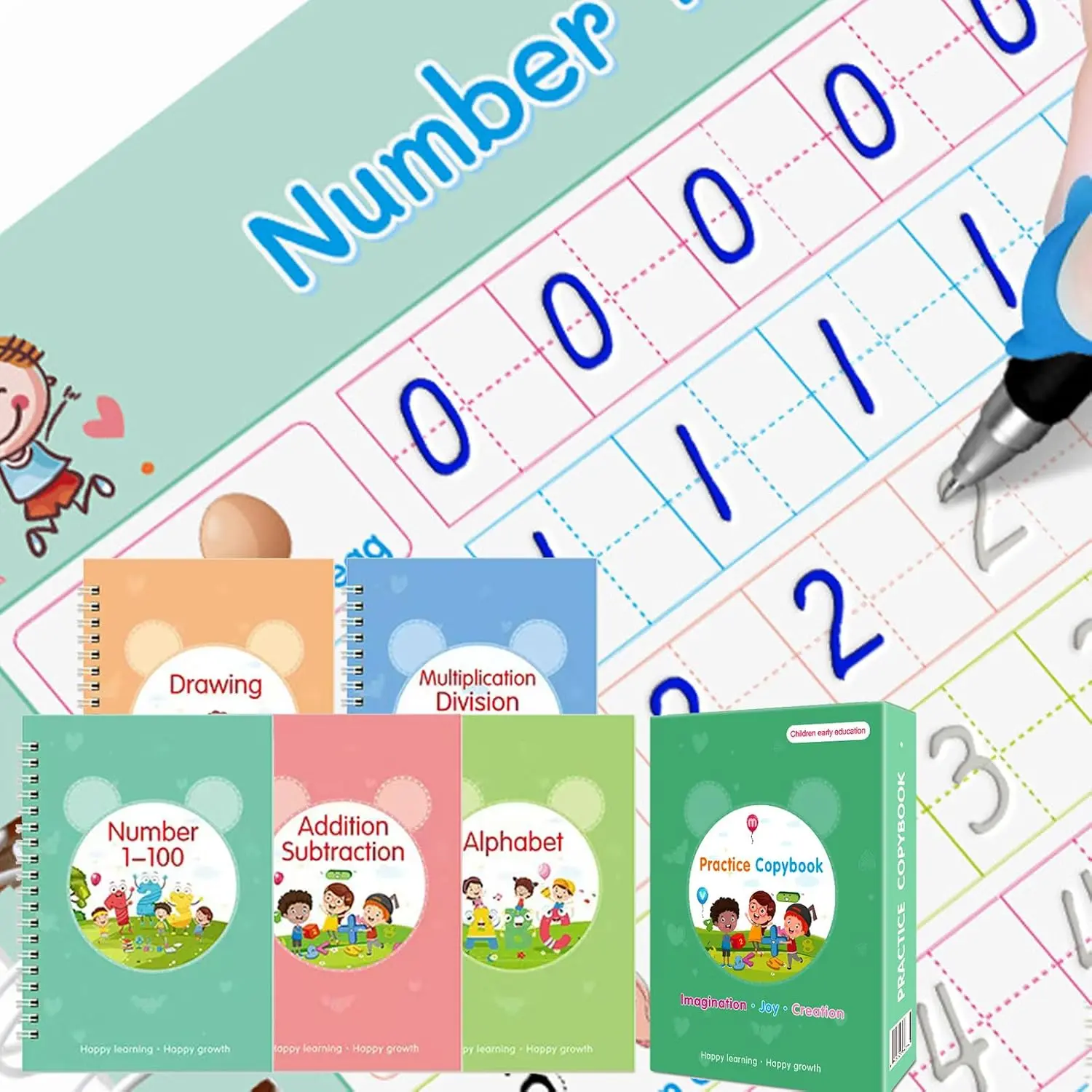 Grooved Writing Books for , Magic Practice Copybook,  Handwriting Practice Book Kit for   3-8 Calligraphy, 7.8inx5.5in