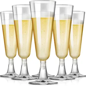30 PCS of plastic champagne glasses, disposable champagne glasses, elegant wine glasses with stem, Plastic Goblets, easy to clean, suitable for birthday parties, weddings, bar cocktails, Stylish Drinkware