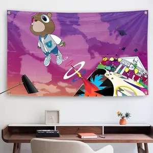 Rapper Tapestry Flag Banner 3x5 Foot Cartoon Purple Graduation Tapestry Decor for Bedroom College Frat Caves Dorm 3 x 5 Ft Man Cave flag