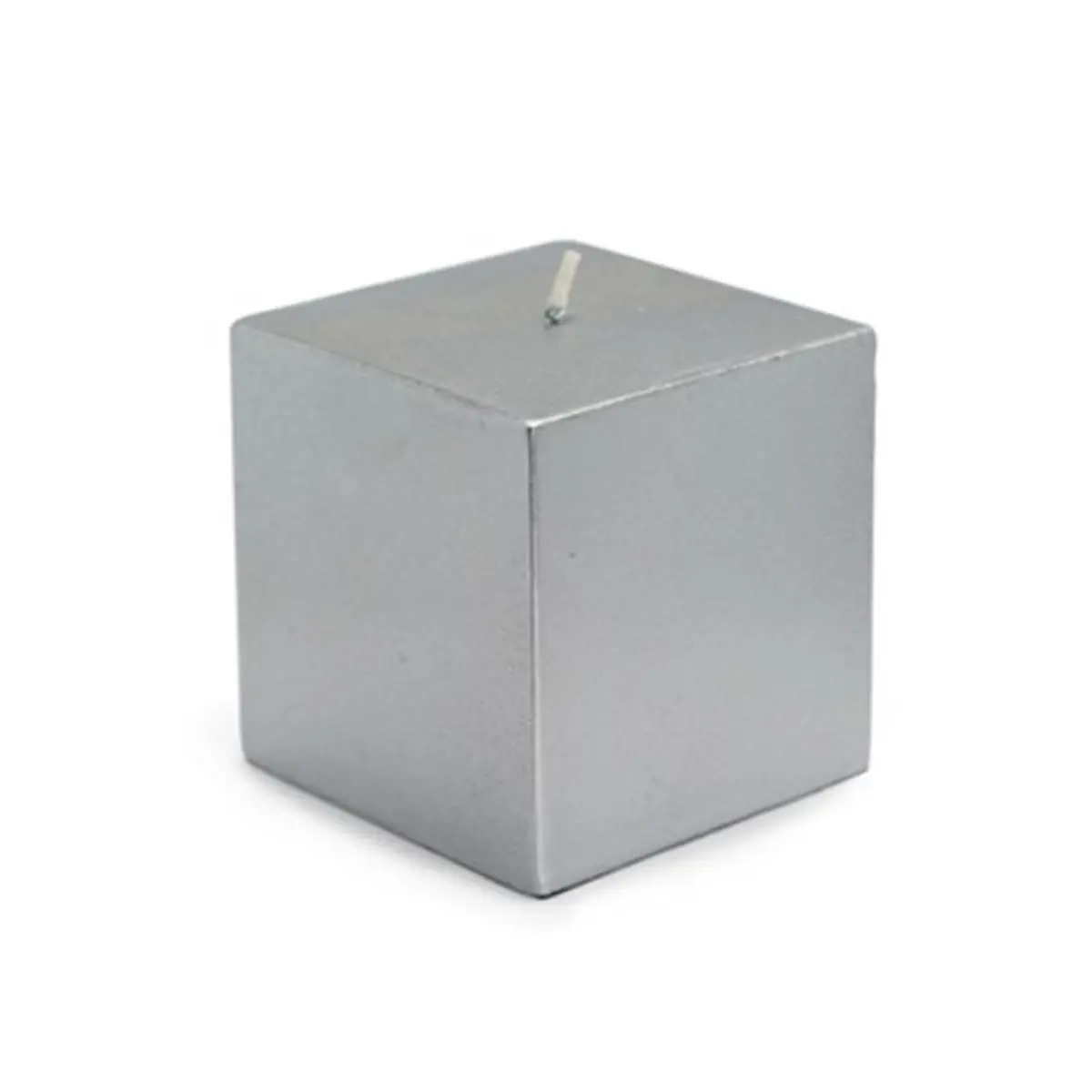 Jeco CPZ-136 3 x 3 in. Square Pillar Candles, Metallic Silver