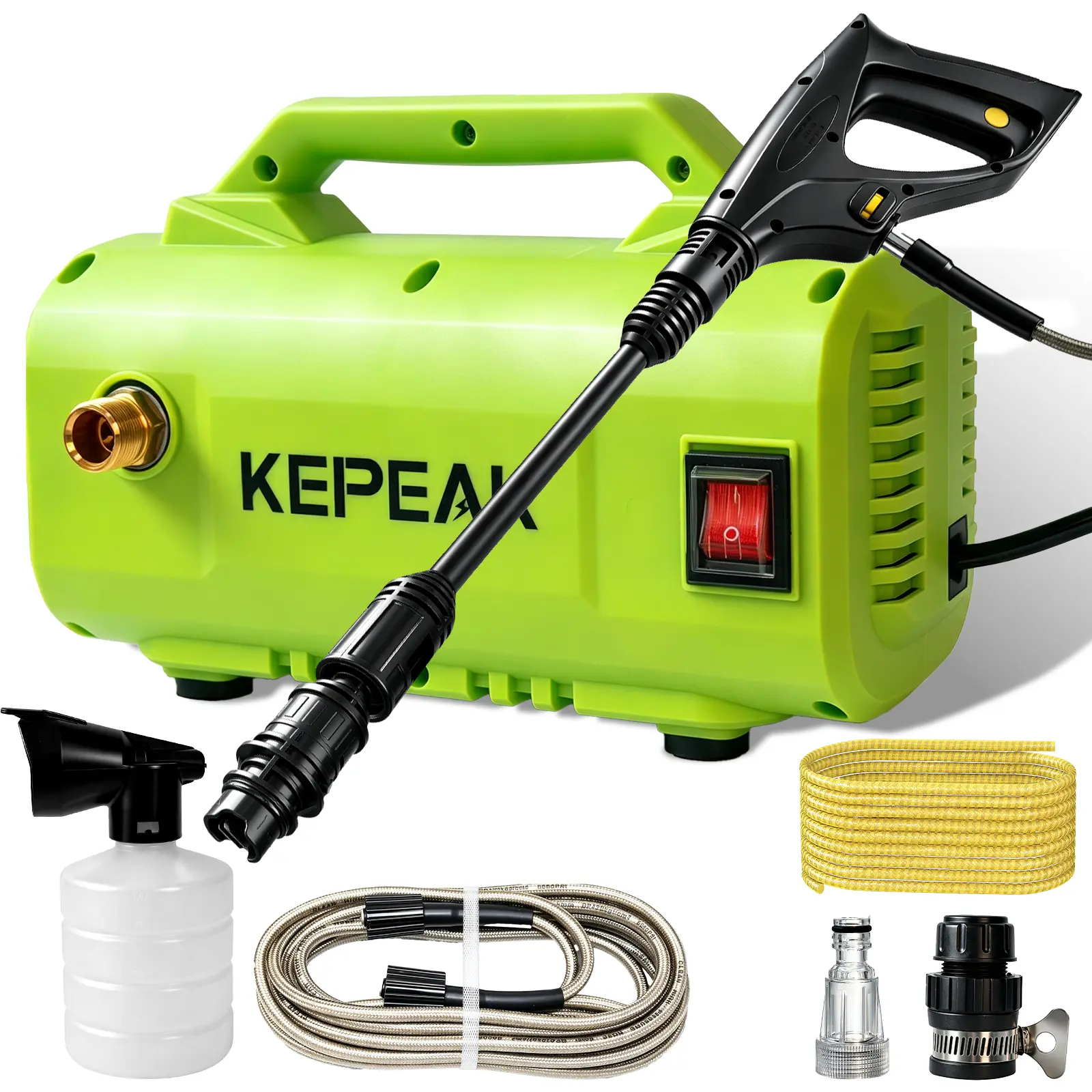 Kepeak 1500 PSI Electric Portable Car Washer, Toolupgrade Tools and Gadgets with Foam Cannon, Spray Gun, 20FT Hose, Auto Stop System for Patios/Drives, Car Washing & Maintenance