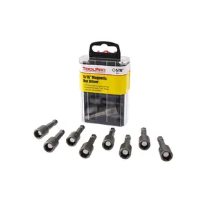 ToolPro Magnetic Nut Driver - 5/16 in. x 1-3/4 in. - Interlocking Storage Box of 8