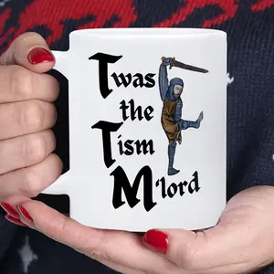 1 ACMALCO Ninja Design Ceramic Mug | "Twas The Tism Tism Mord" Introduction - Medieval Knight Ninja Art Coffee Cup, Reusable Drinking Set, Suitable for Tea, Hot Chocolate, Humorous Ninja Fans and Collectors Gift, Fun Design