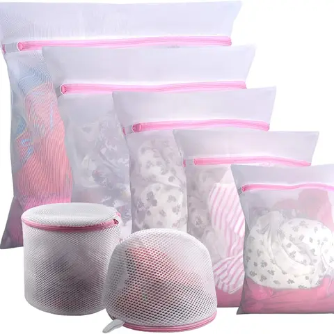 7Pcs Mesh Laundry Bags for Delicates with Premium Zipper, Travel Storage Organize Bag, Clothing Washing Bags for Laundry, Blouse, Bra, Hosiery, Stocking, Underwear, Lingerie