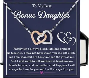 To My Bonus Daughter Necklace, Step Daughter Gifts from Stepmom, Stepdaughter Gifts from Stepdad, Christmas Gifts for Bonus Daughter, To My Beautiful Bonus Daughter Necklace Unbiological Daughter Gift